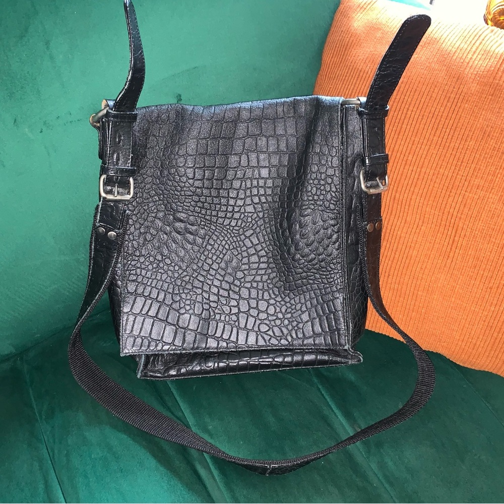 Wilsons Leather Crocodile Print Stamped Crossbody